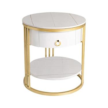 Imagem de Mesa de centro redonda dupla sala de estar quarto sofá armazenamento mesa lateral mesa de cabeceira mesa redonda de canto (cor: A, tamanho (A