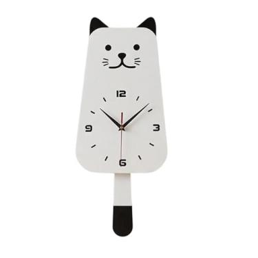 Imagem de Kuntesetty Relógio de parede silencioso com pêndulo e rabo balançando, adorável decoração de parede em forma de gato para quarto.