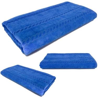 Imagem de Toalha de Praia Gigante Premium, Algodão Felpudo Aveludado, Anti-Areia, para Piscina e Praia, Disponível em Rosa, Azul, Verde e Amarelo (Azul)