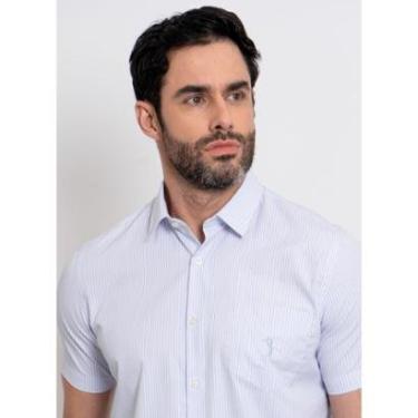 Imagem de Camisa Aleatory Listrada Manga Curta Peace Branca-Masculino