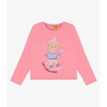 Imagem de Blusa Infantil Manga Longa Ursinho Rovi Kids Rosa-Feminino