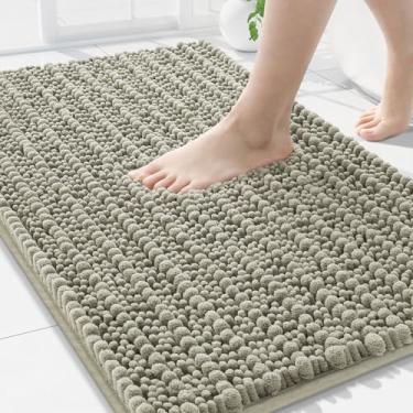 Imagem de Arotive Tapete de banheiro de chenille luxuoso, tapetes de banho extra macios e espessos, absorventes e felpudos, antiderrapante, lavável à máquina, tapetes de banho de pelúcia para banheiro, chuveiro