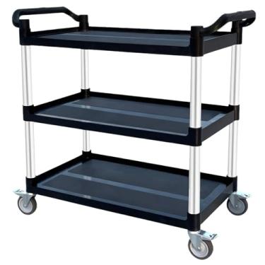 Imagem de Aimoly Carrinho utilitário de 3 camadas com rodas, carrinho de serviço pesado de 231 kg, carrinho de cozinha de armazenamento com 4 rodízios giratórios bloqueáveis e martelo para hotel/restaurante