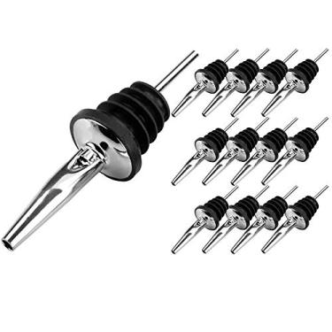 Imagem de Kit 12 Bico Dosador Aço Inox Silicone Garrafa Azeite Vinagre