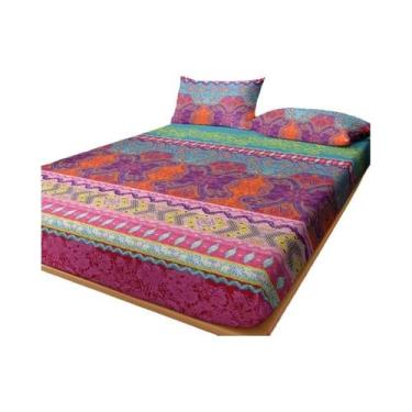 Imagem de Lençol Ajustável Moderno Boêmio Estampado Fosco Para Cama De Quarto (E