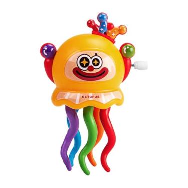 Imagem de KiBcsLic Brinquedo de corda interativo, lembrancinha de festa criativa em forma de polvo mecânico, enfeite de mesa para crianças, meninos e meninas, Amarelo