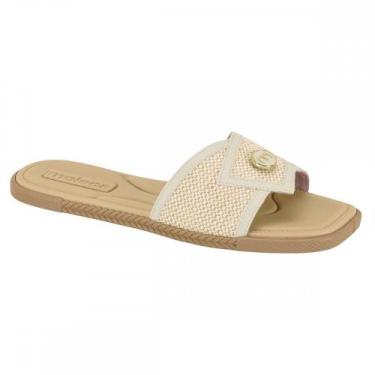Imagem de Chinelo Moleca 5494.222 Slide Rasteira Feminino, Off white, 35