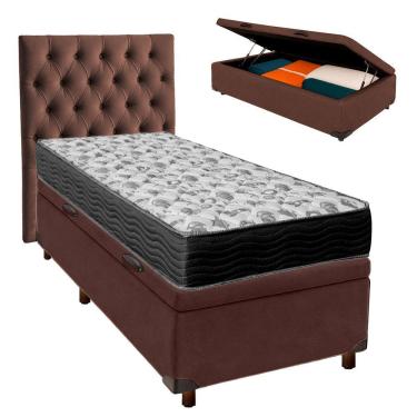 Imagem de Kit Cama Box Bau + Cabeceira + Colchão Solteiro D33 - Iso100 - Ortobom