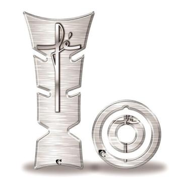 Imagem de Kit Protetor De Tanque E Bocal Moto Yamaha Fazer Fé Prata