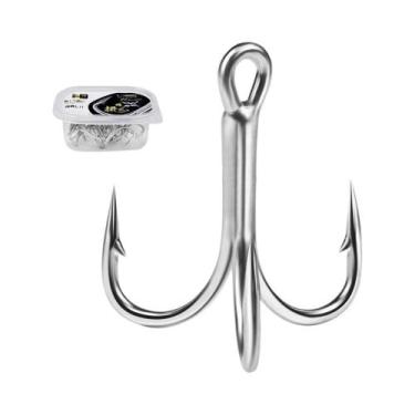 Imagem de 10 Unidades De Anzóis Triplos Redondos Reforçados Com Barbatana, Aço D