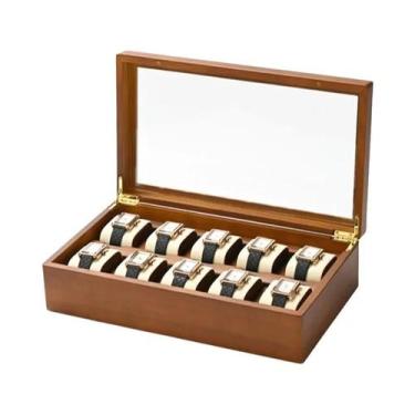 Imagem de Caixa Organizadora De Relógios De Madeira Com 10 Compartimentos Para A