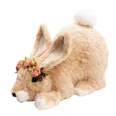 Imagem de Coelho Banoffee C/ Flores Cabeça Abaixada C/1un 26cm 1012847