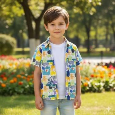 Imagem de Camisa Infantil Estampada com Botões e Gola Clássica Meninos - - anjo 