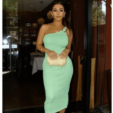 Imagem de Vestido Feminino Midi Modal Tricot Premium Luxo Verão Casual Tendência