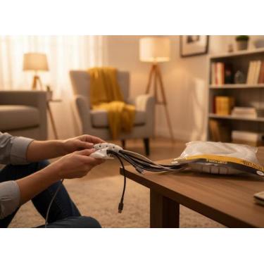 Imagem de Organizador de Fios e Cabos Aplicador 20mmx2m Branco Fita Adesiva para