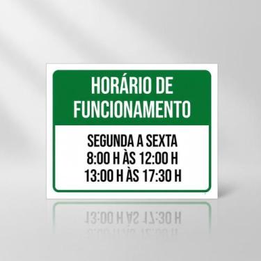Imagem de Placa Acm Verde Horário Funcionamento Segunda Sexta 18X23 - Sinalizo