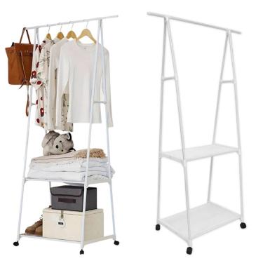 Imagem de Arara de Roupas Sapateira Cabideiro Closet Guarda Roupa Movel Prateleira Rodas Aberto Organizador Atelie Quarto Kitnet