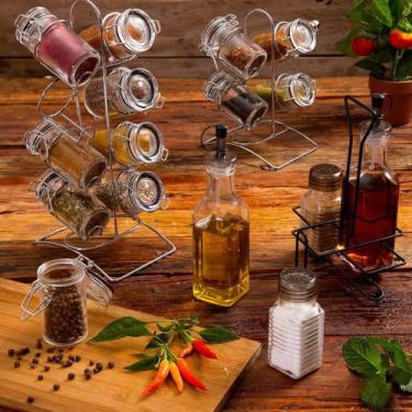 Imagem de 8 Porta Temperos Lyor de Vidro Prata