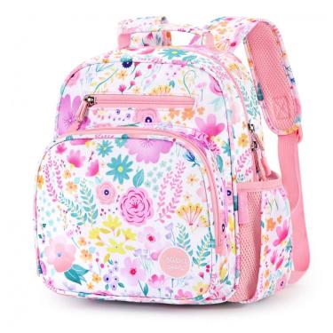Imagem de Mochila infantil floral rosa mibasies 7L para meninas 2 a 4 anos 30 cm