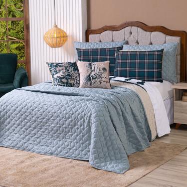Imagem de Kit Cobre Leito Colcha King Country Com Almofadas Estampadas 07 Peças - Dupla Face Perc...