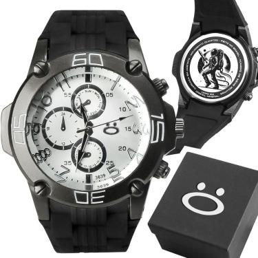 Imagem de Relogio Masculino Aço Inox Silicone Preto + Caixa Premium Qualidade Premium Ponteiro Branco Robusto