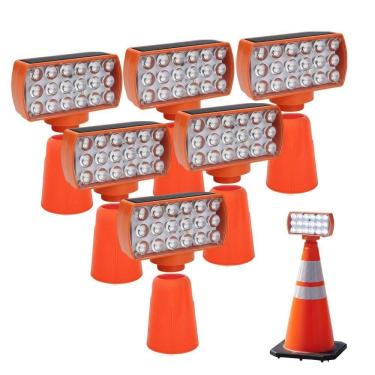 Imagem de Sinalizador Solar Viario Kit 6 Duas Cores Cone Alerta Noturna Obra Rodovia Alerta Estrada Avenida Transito