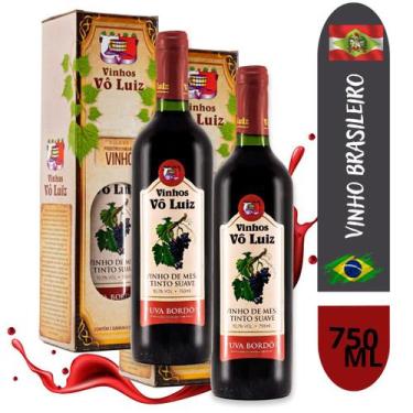 Imagem de Vinho Tinto Suave De Mesa Bordô Vô Luiz Nova Trento Com Caixa Presente