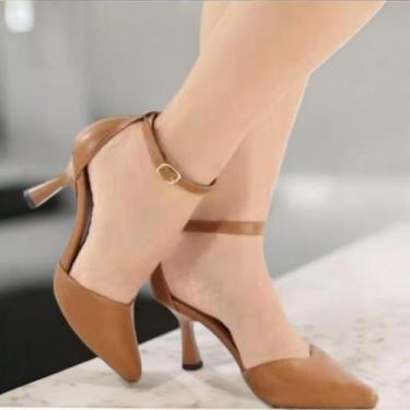 Imagem de Scarpin Preto Verniz Feminino Salto Taça Médio Bico Fino Elegante com 