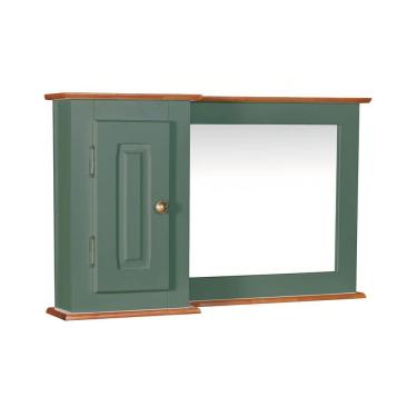 Imagem de Armário De Banheiro Com Espelho 1 Porta e Prateleira Dália 3059-97 Linz Móveis - Verde Musgo/Imbuia Glazer