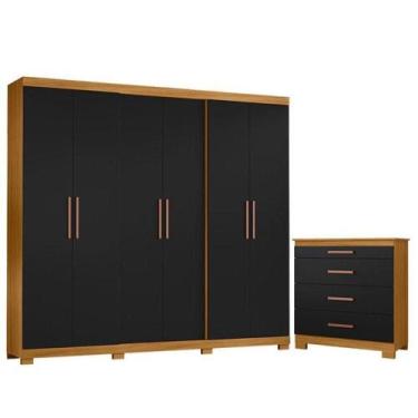 Imagem de Cômoda 4 Gavetas New E Guarda Roupa Casal San Diego Carvalho Americano