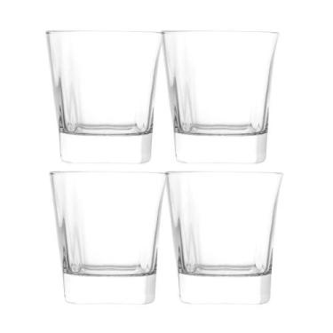 Imagem de Jogo 4 Copos De Whisky Baixo Em Cristal Bebidas 315ml Transparente Wol