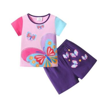 Imagem de Conjunto De Blusa E Shorts De Verão Para Meninas, DXTON Butterfly, Rou