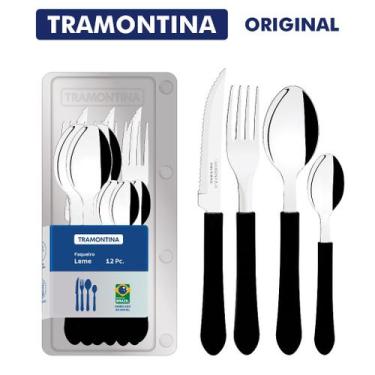 Imagem de Jogo de Talheres Faqueiro Tramontina Original 12 ou 20 Peças Aço Inox 