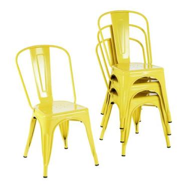 Imagem de Cadeira de jantar Nazhura Metal Farmhouse Tolix Style Yellow (4)