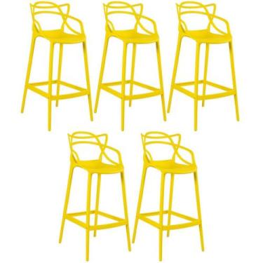 Imagem de Kit 5 Banquetas Laráz Master Allegra 76 cm - Amarelo - Laraz
