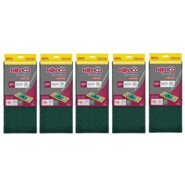 Imagem de Kit Refil para Mop Abrasivo Noviça para Limpeza Pesada com 5 Unidades para Pisos e Cant...