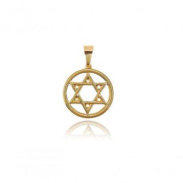 Imagem de Pingente Estrela de Davi Judaico Banhado em Ouro 18k 2 e 5cm X 2 e 5cm Dourado Unissex Higipack