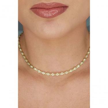 Imagem de Choker Floratta Joias com Corrente de Mini Pérolas Banhado em Ouro 18K 25,5CM Dourado F...