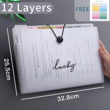 Imagem de Pasta A4 para Documentos OEM 6211 Branco 12 Layers Grande Capacidade Impermeável Ecológica em Plástico Branco