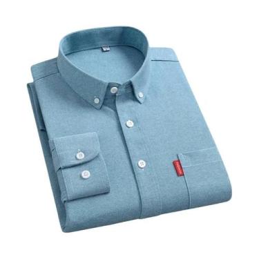 Imagem de Camisa Masculina De Algodão Oxford 5XL Com Manga Longa E Botões, Cor S