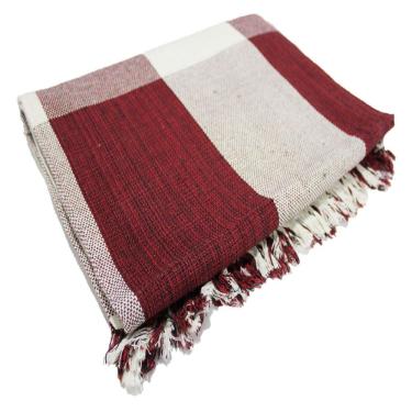 Imagem de Manta para Sofá Luxo Gigante 120x210 Protetora Decorativa Algodão Vermelho com Cru OEM