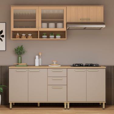 Imagem de Cozinha Compacta 100% Mdf 4 Pçs 200cm Duna Freijó-cinammon