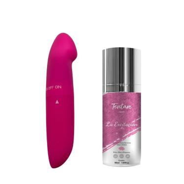 Imagem de Kit com Vibrador Golfinho e Excitante La Excitacion Tentare em ABS Rosa com Vibração Potente e Aquecimento Erotic Point