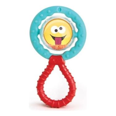 Imagem de Mordedor E Chocalho Gira-gira Carinhas Colorido Baby Elka Az Azul E Vermelho
