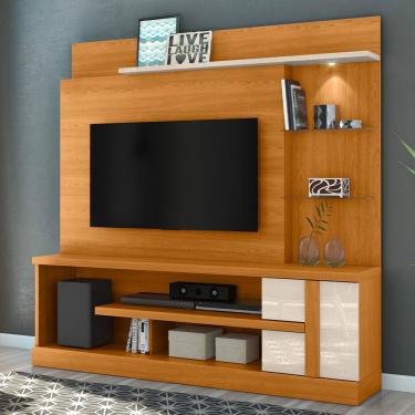 Imagem de Estante Painel Para TV 55 Pol 181cm Com LED Poiema M07 Cinamomo Off White - Lyam Decor