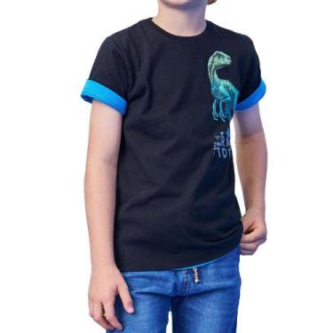 Imagem de Camiseta Infantil Menino Luc.Boo MC Preta Dino - 76360, 04, Preto