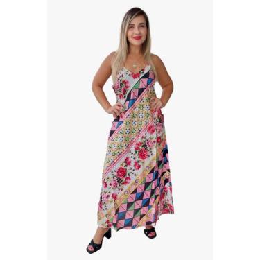 Imagem de Vestido Feminino Longo Indiano Alça Trapézio Plus Size-Cod.5024 - Alec