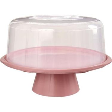 Imagem de Boleira com tampa e pezinho - Usual, Rosa