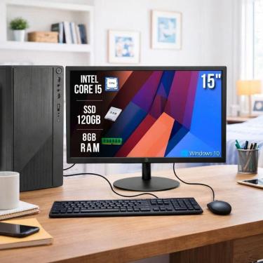 Imagem de Computador Completo Cpu Pc Torre Intel Core I5 8gb Ssd 120gb Monitor 15 Bivolt Brazil PC