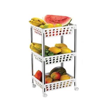 Imagem de Fruteira 3 Andares Branca Com Rodas - Arthi